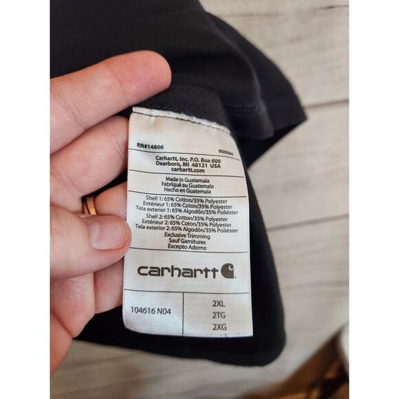 Carhartt Force Men's Black Crew Neck Relaxed Fit Short Sleeve T-Shirt Size 2XL - Picture 4 of 6